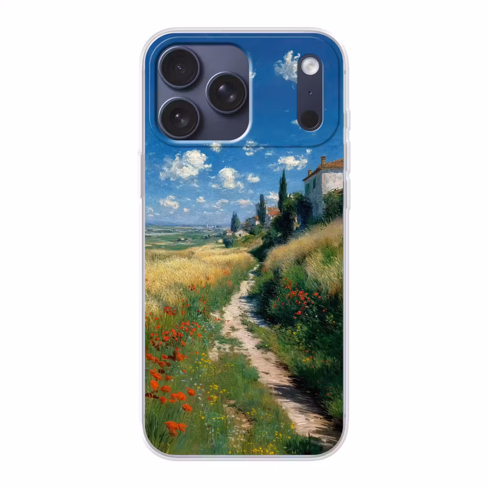 Telefoonhoesje Softcase - Zandpad - Huis - Bomen - Grasveld — 1