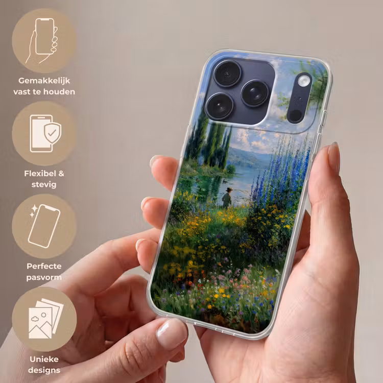 Telefoonhoesje Softcase - Bloemen - Meer - Bergen - Groen — 4