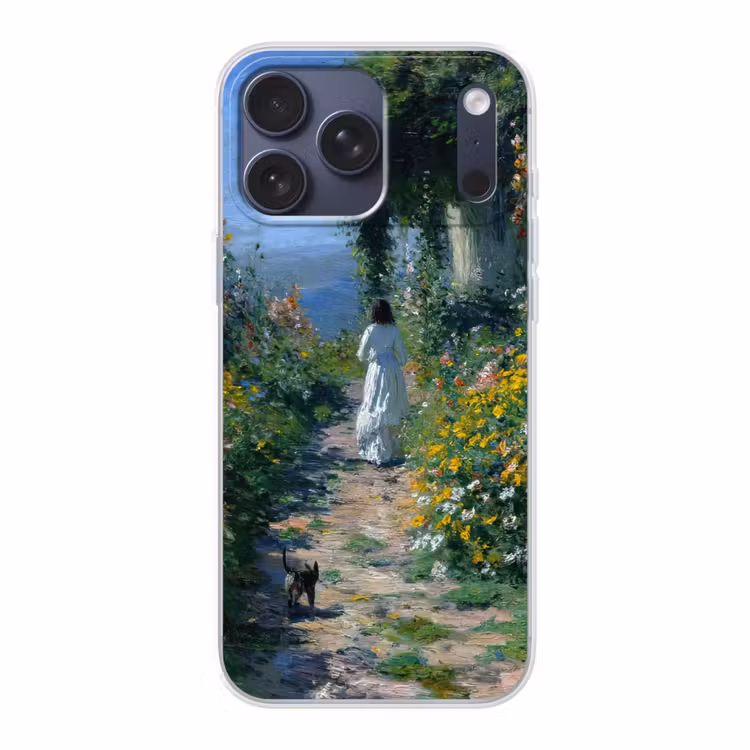 Telefoonhoesje Softcase - Kat - Vrouw - Bloemen - Huis — 1