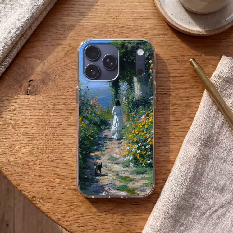 Telefoonhoesje Softcase - Kat - Vrouw - Bloemen - Huis — 2