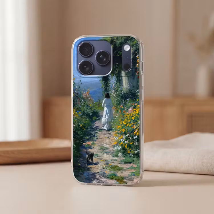 Telefoonhoesje Softcase - Kat - Vrouw - Bloemen - Huis — 3