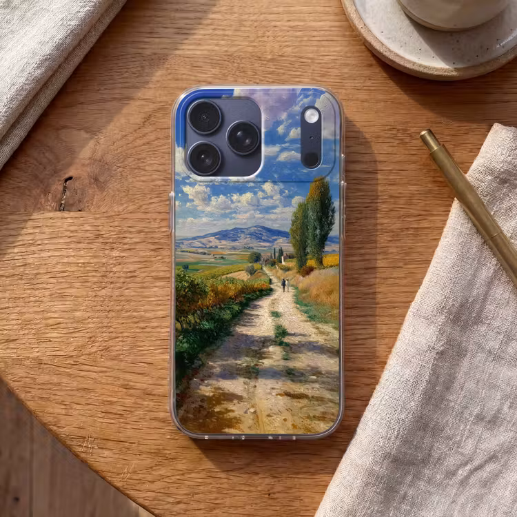 Telefoonhoesje Softcase - Mensen - Wandelen - Zandpad - Velden — 2