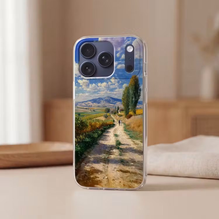 Telefoonhoesje Softcase - Mensen - Wandelen - Zandpad - Velden — 3