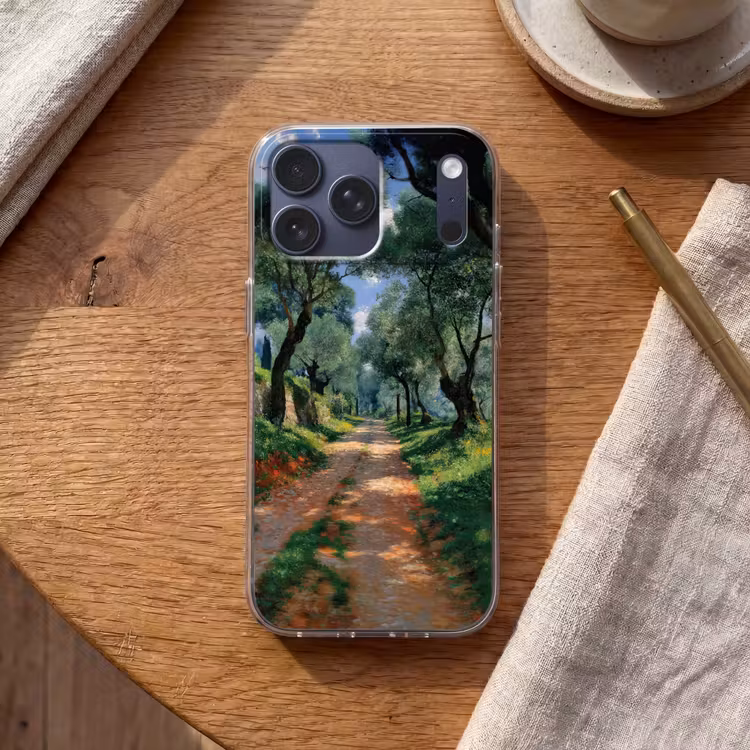 Telefoonhoesje Softcase - Pad - Bomen - Schaduw - — 2