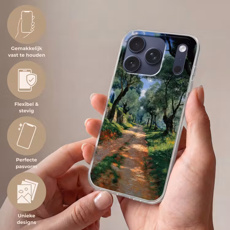 Telefoonhoesje Softcase - Pad - Bomen - Schaduw - — 4