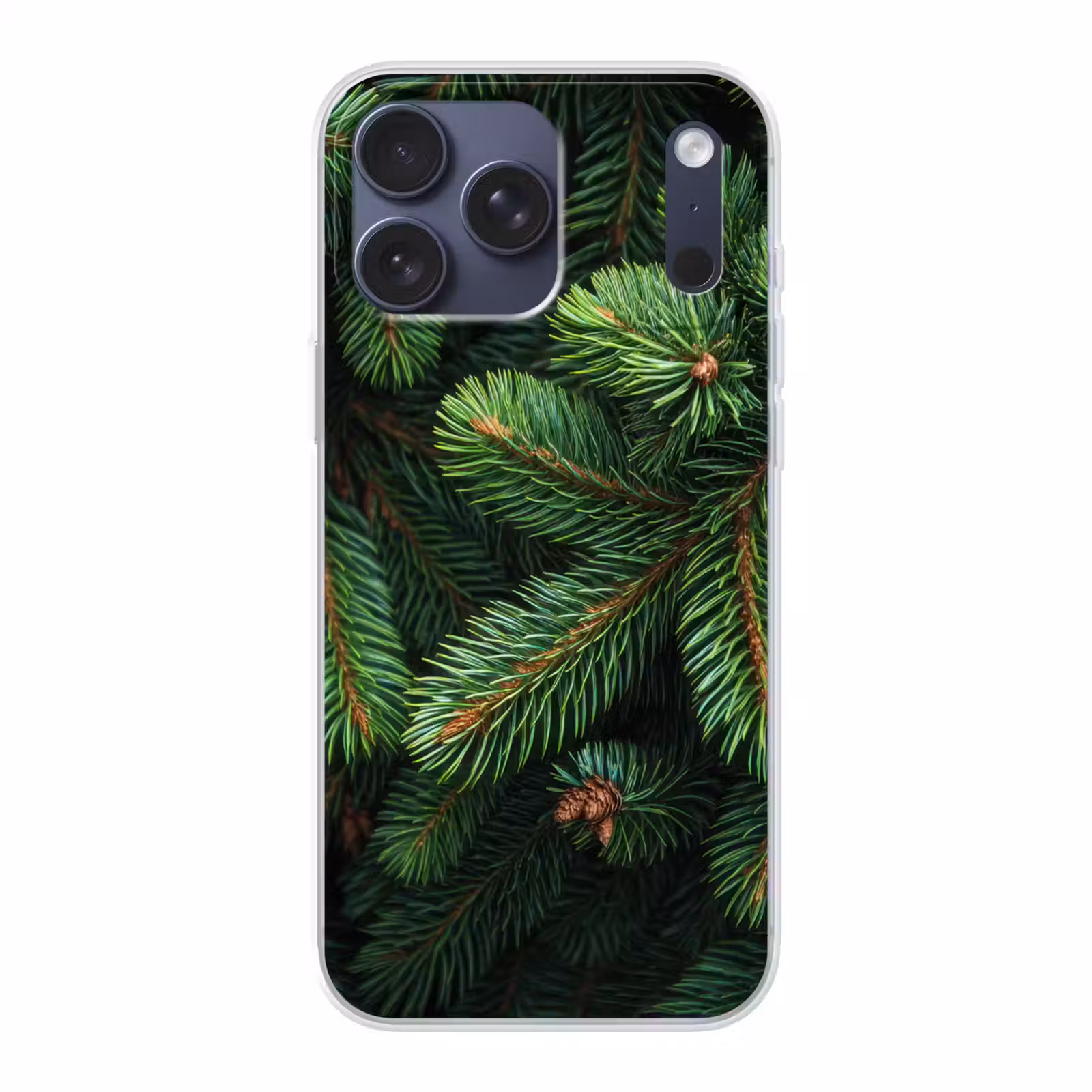 Telefoonhoesje Softcase - Sparrentakken - Knoppen - Naalden - Groen — 1