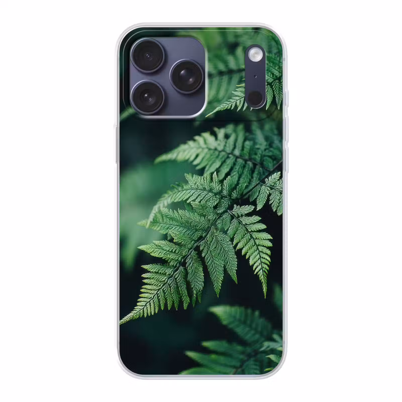 Telefoonhoesje Softcase - Varenblad - Groen - Structuur - Wazig — 1