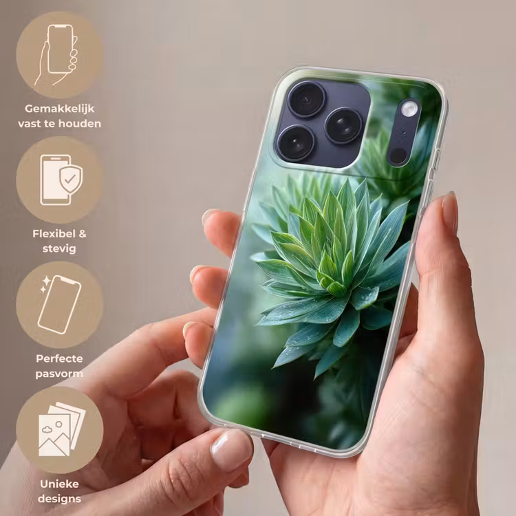 Telefoonhoesje Softcase - Blad - Plant - Groen - Textuur — 4