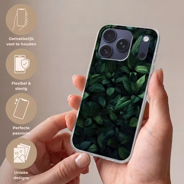 Telefoonhoesje Softcase - Bladeren - Ovaal - Groen - Nerven — 4