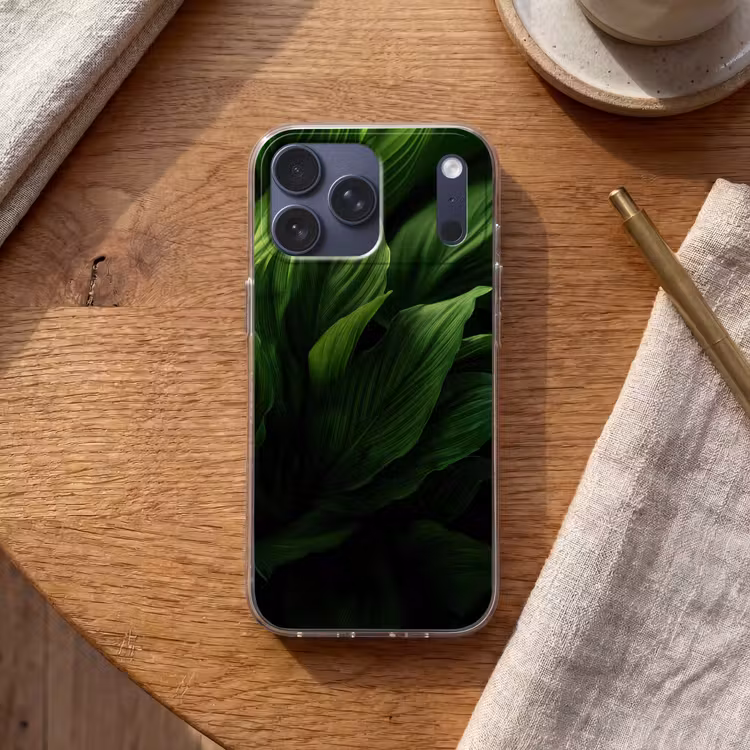 Telefoonhoesje Softcase - Bladeren - Schaduw - Groen - Textuur — 2
