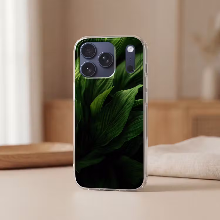 Telefoonhoesje Softcase - Bladeren - Schaduw - Groen - Textuur — 3