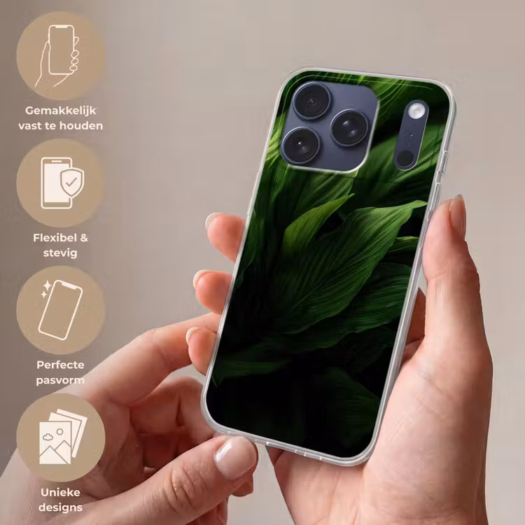 Telefoonhoesje Softcase - Bladeren - Schaduw - Groen - Textuur — 4