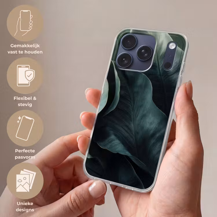 Telefoonhoesje Softcase - Groen - Bladeren - Glad - Nerven — 4