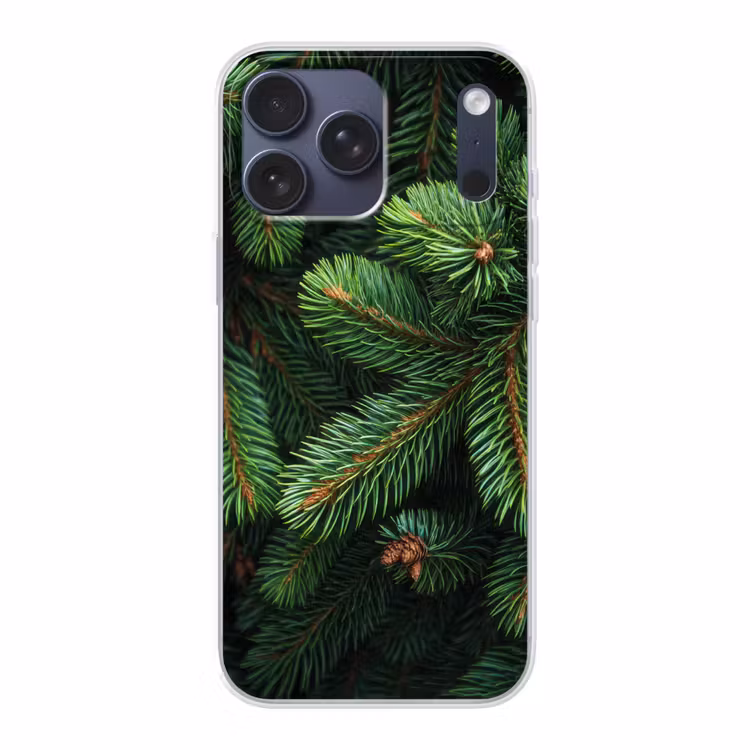 Telefoonhoesje Softcase - Sparrentakken - Knoppen - Naalden - Groen — 1