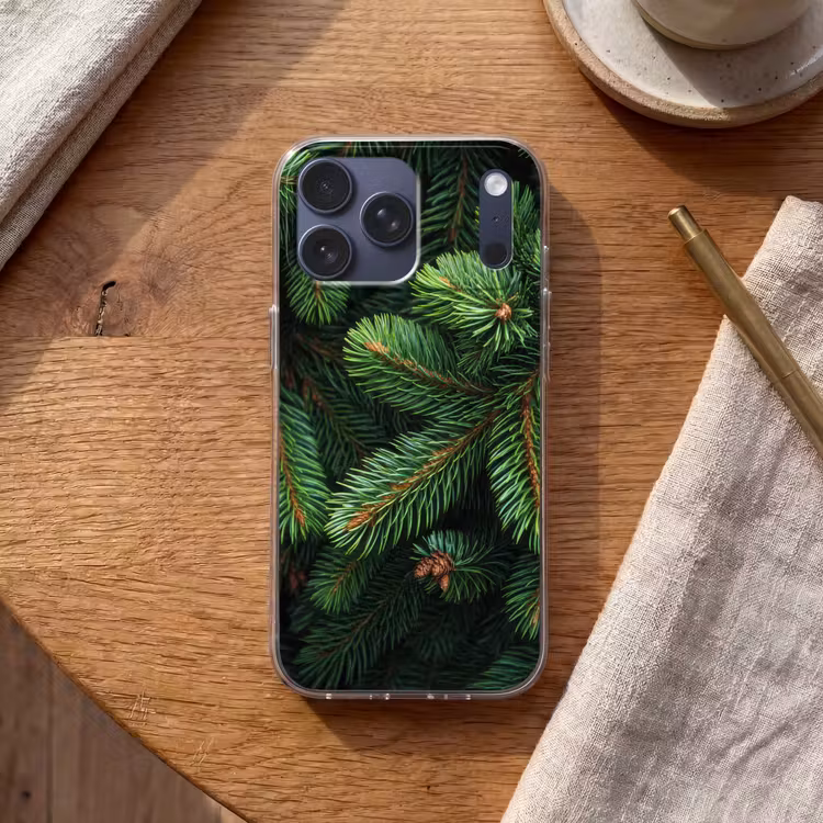 Telefoonhoesje Softcase - Sparrentakken - Knoppen - Naalden - Groen — 2