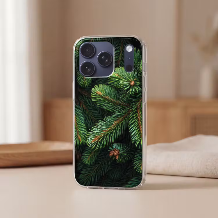 Telefoonhoesje Softcase - Sparrentakken - Knoppen - Naalden - Groen — 3