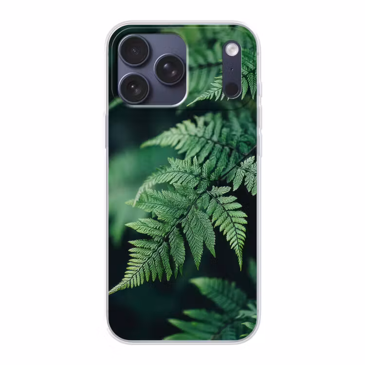 Telefoonhoesje Softcase - Varenblad - Groen - Structuur - Wazig — 1
