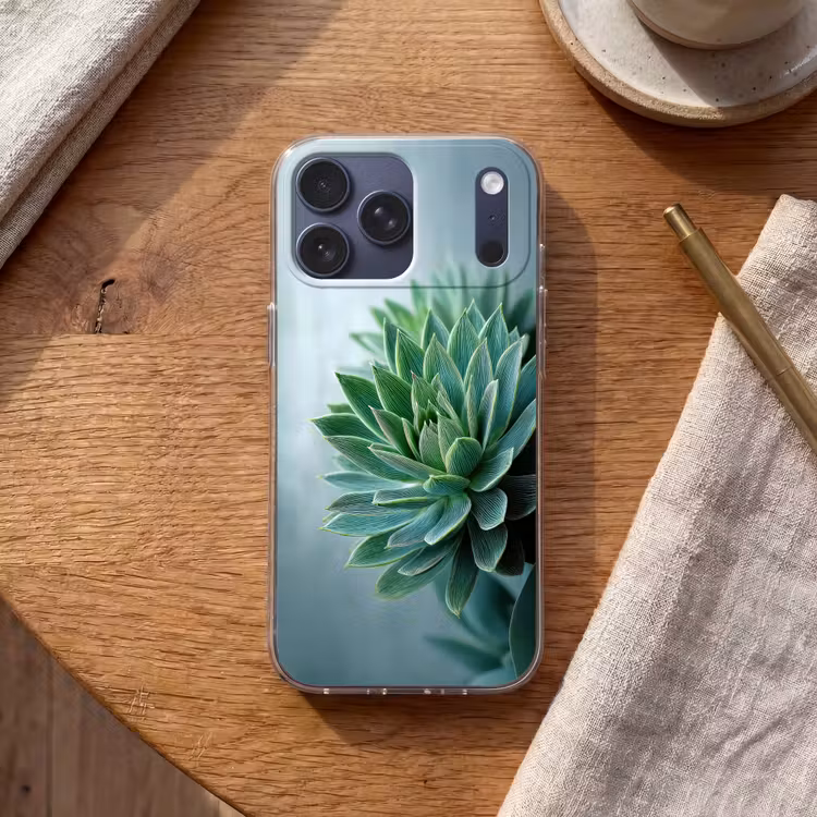 Telefoonhoesje Softcase - Vetplant - Bladeren - Groen - Wazig — 2