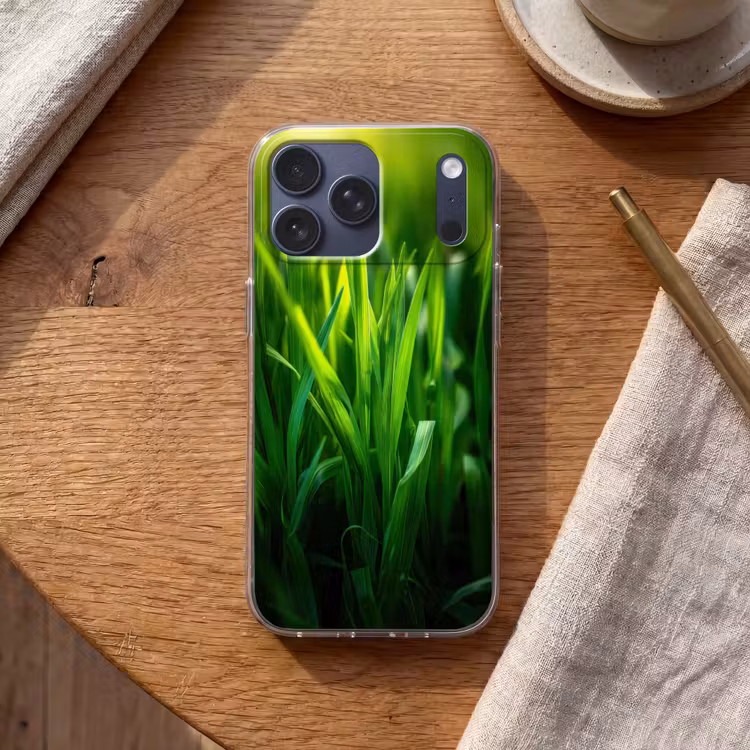 Telefoonhoesje Softcase - Grassprieten - Lichtinval - Groen — 2