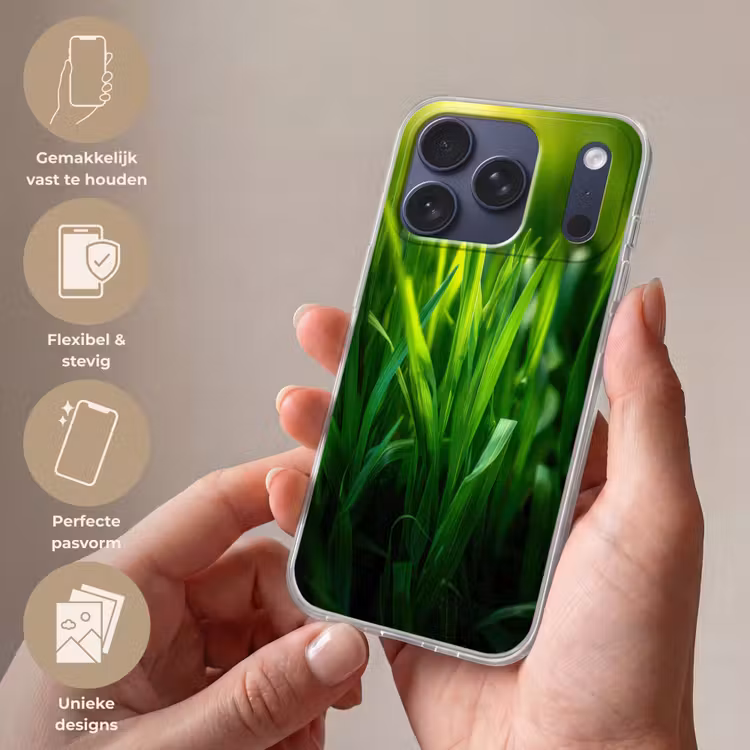 Telefoonhoesje Softcase - Grassprieten - Lichtinval - Groen — 4
