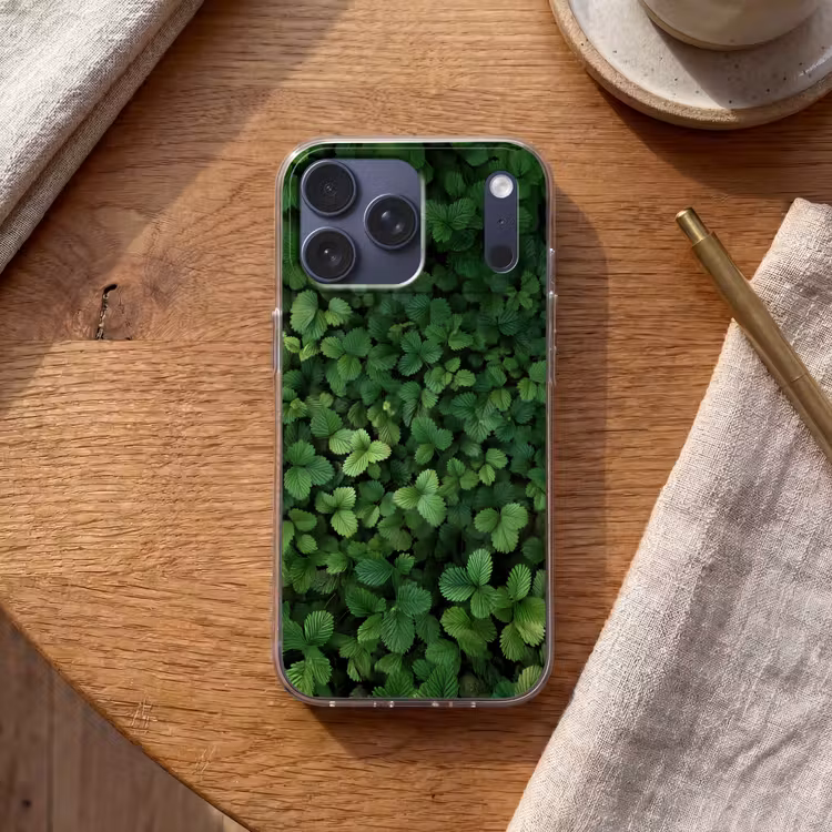 Telefoonhoesje Softcase - Groen - Bladeren - Kartel - Zonlicht — 2