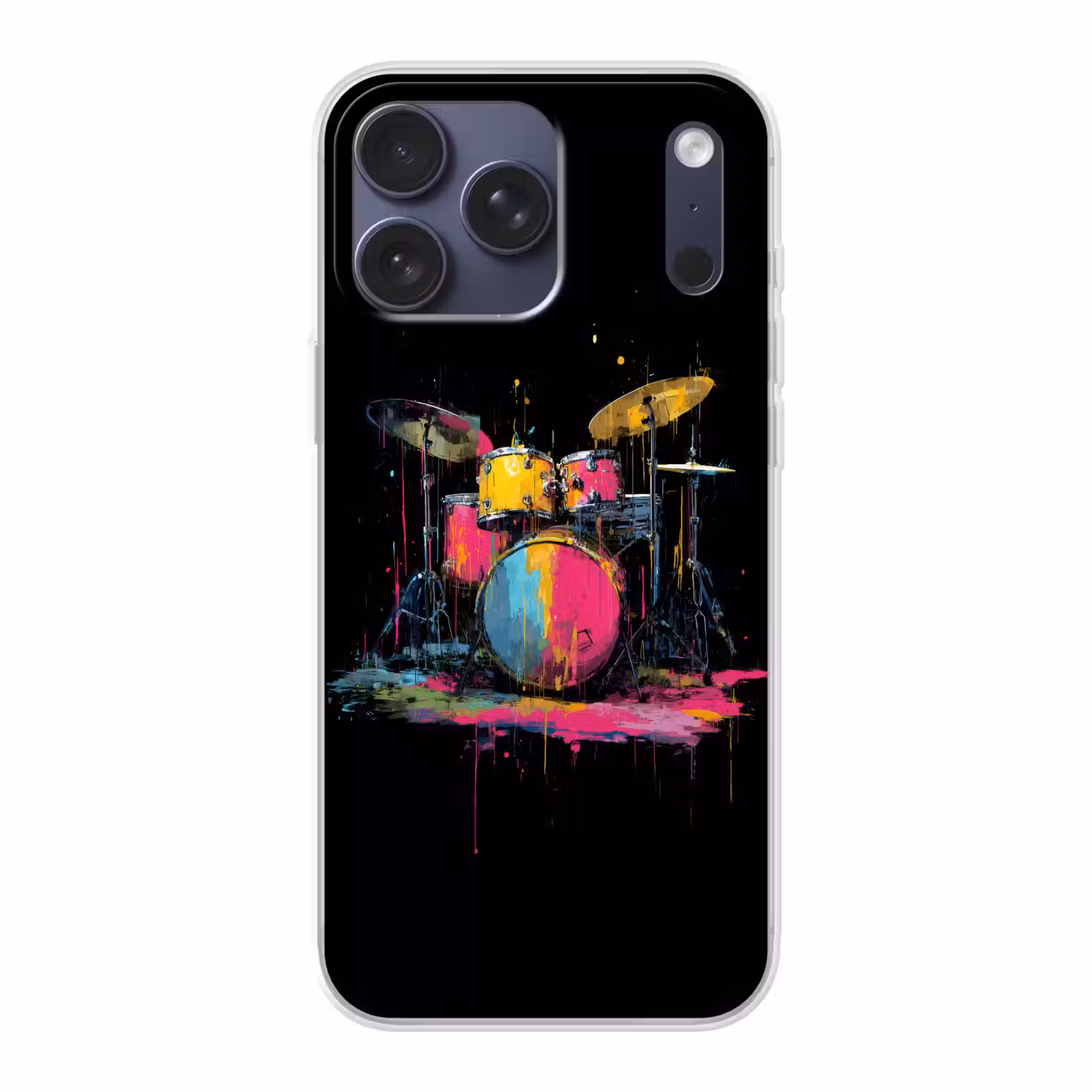 Telefoonhoesje Softcase - Drumstel - Kleurrijk - Verf - Levendig — 1