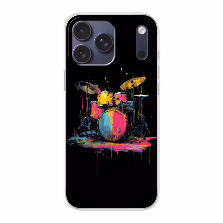 Telefoonhoesje Softcase - Drumstel - Kleurrijk - Verf - Levendig — 1
