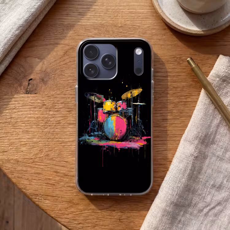 Telefoonhoesje Softcase - Drumstel - Kleurrijk - Verf - Levendig — 2