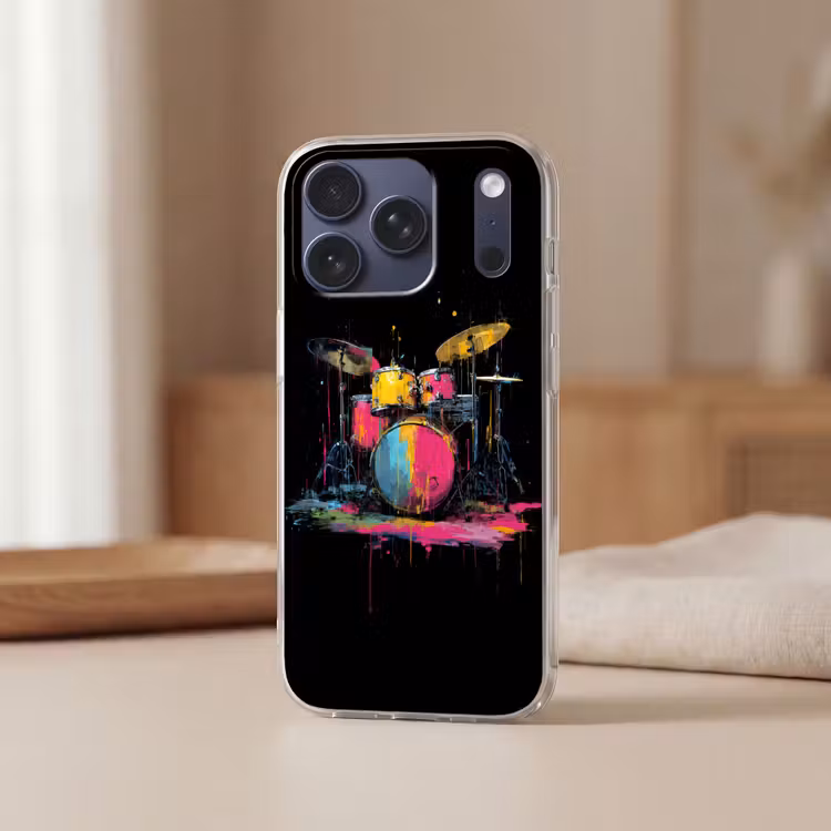 Telefoonhoesje Softcase - Drumstel - Kleurrijk - Verf - Levendig — 3
