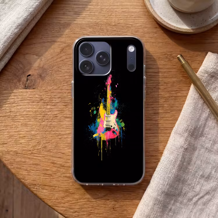 Telefoonhoesje Softcase - Gitaar - Kleurrijk - Verf — 2