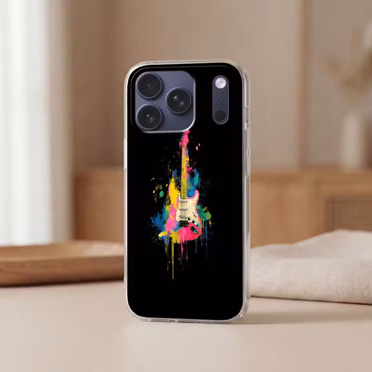 Telefoonhoesje Softcase - Gitaar - Kleurrijk - Verf — 3