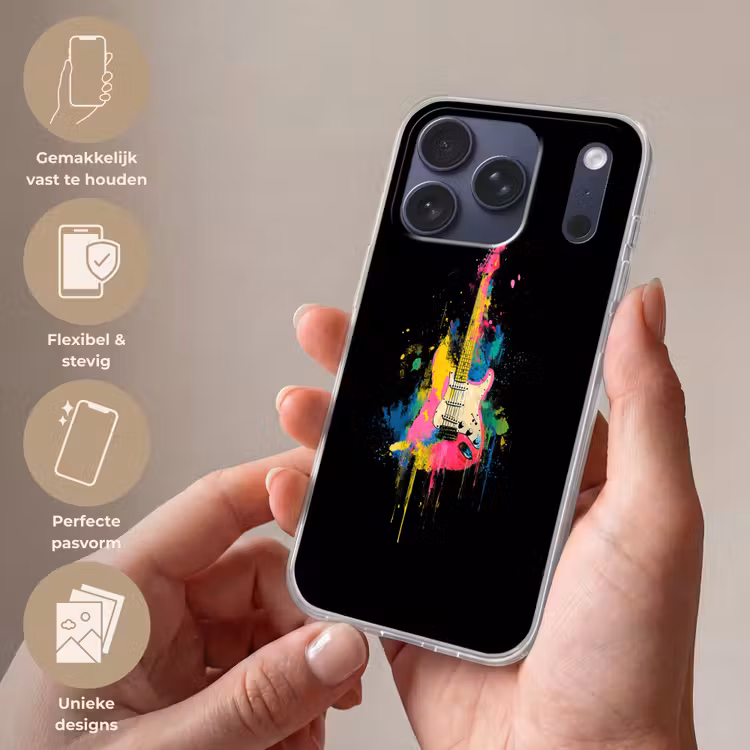 Telefoonhoesje Softcase - Gitaar - Kleurrijk - Verf — 4