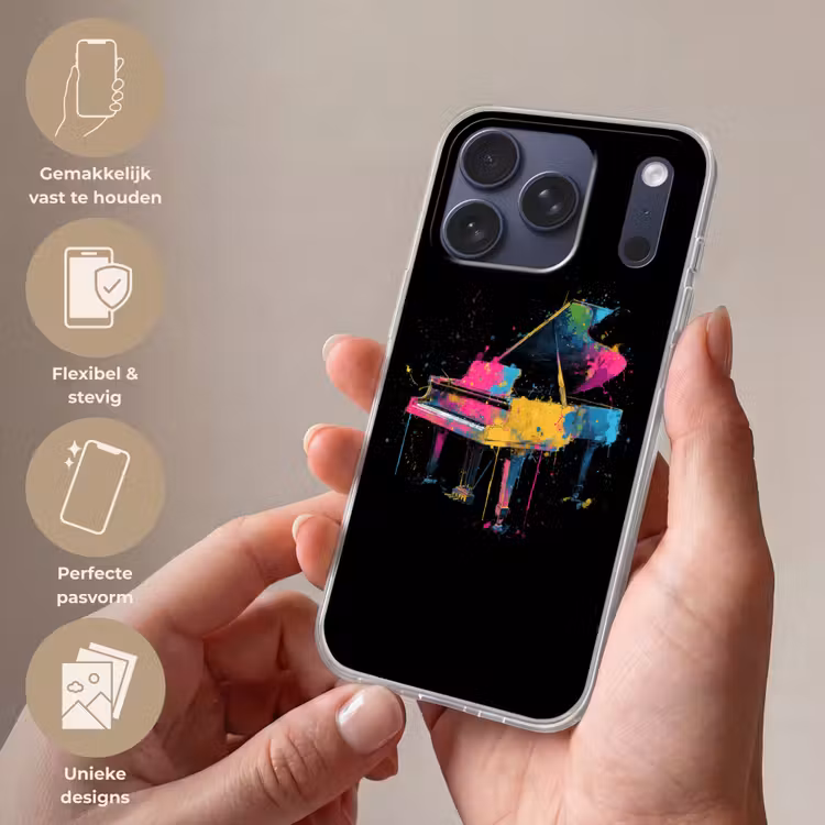 Telefoonhoesje Softcase - Piano - Kleurrijk - Verf - Modern — 4