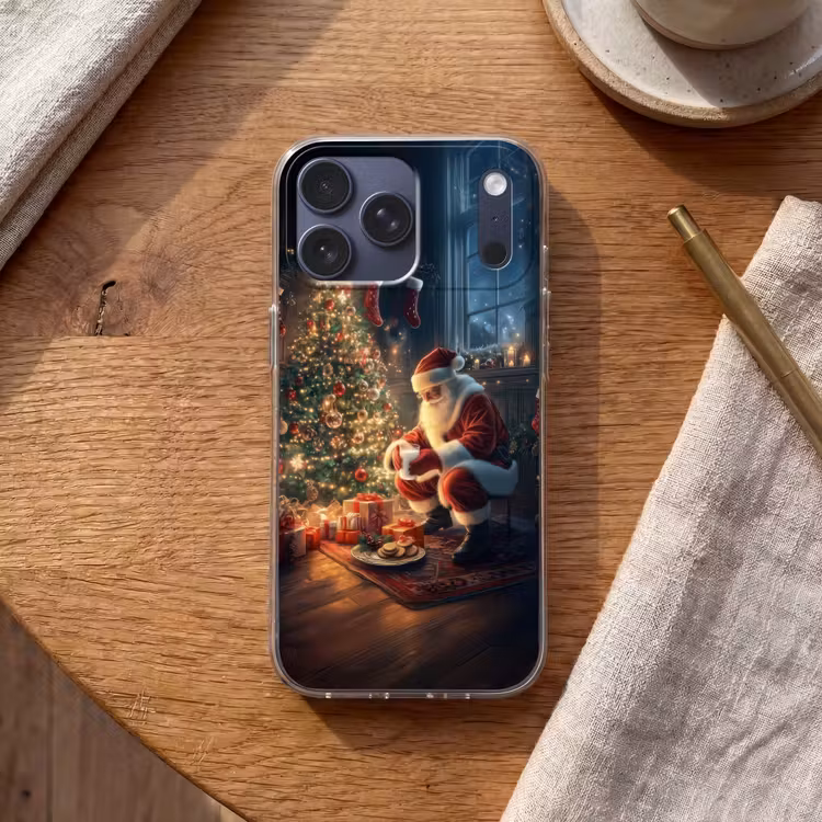 Telefoonhoesje Softcase - Kerstman - Haard - Donker — 2