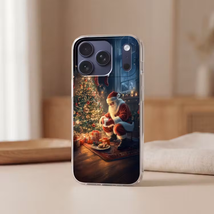 Telefoonhoesje Softcase - Kerstman - Haard - Donker — 3