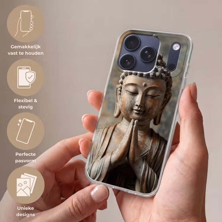 Telefoonhoesje Softcase - Boedha - Beeld - Bruin - Rust — 4