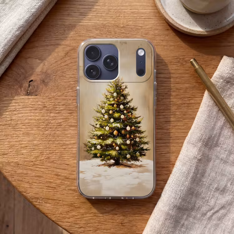 Telefoonhoesje Softcase - Kerstboom met Kerstballen Olieverf — 2