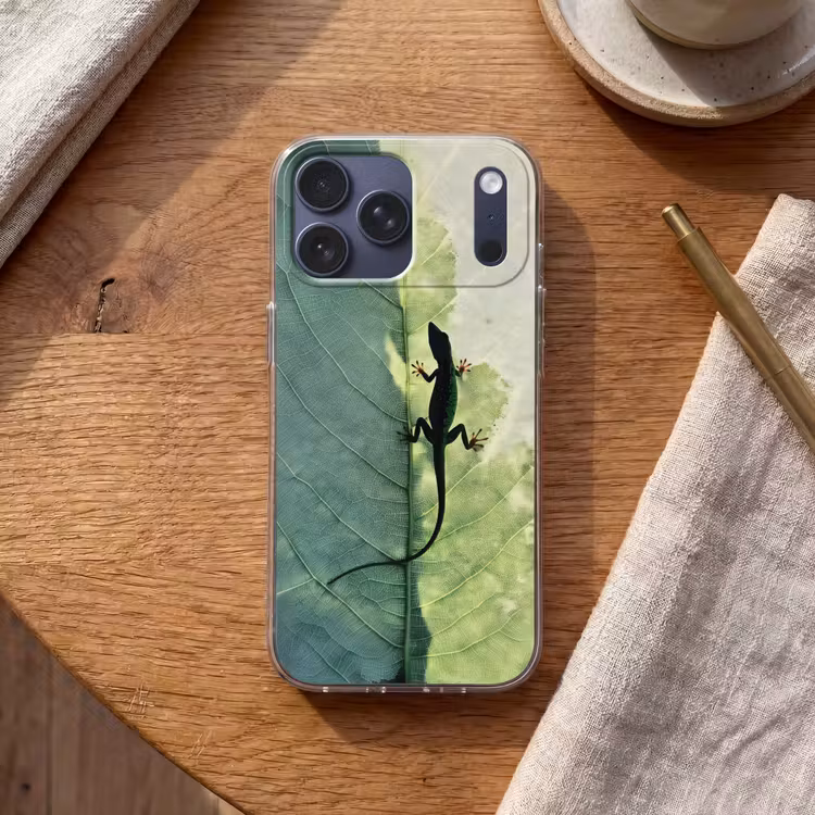Telefoonhoesje Softcase - Hagedis - Blad - Nerven - Groen — 2