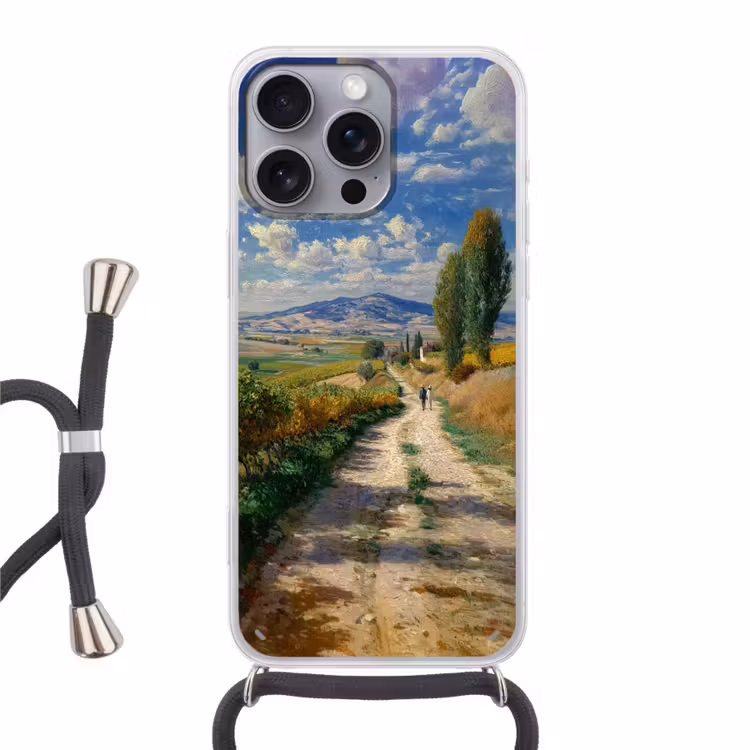 Telefoonhoesje met koord - Mensen - Wandelen - Zandpad - Velden — 1