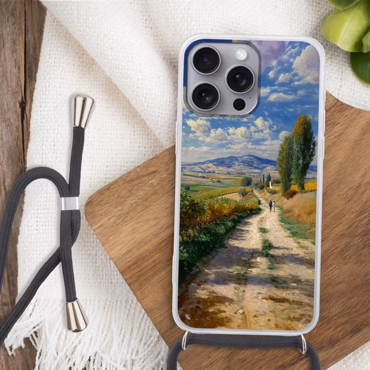 Telefoonhoesje met koord - Mensen - Wandelen - Zandpad - Velden — 3