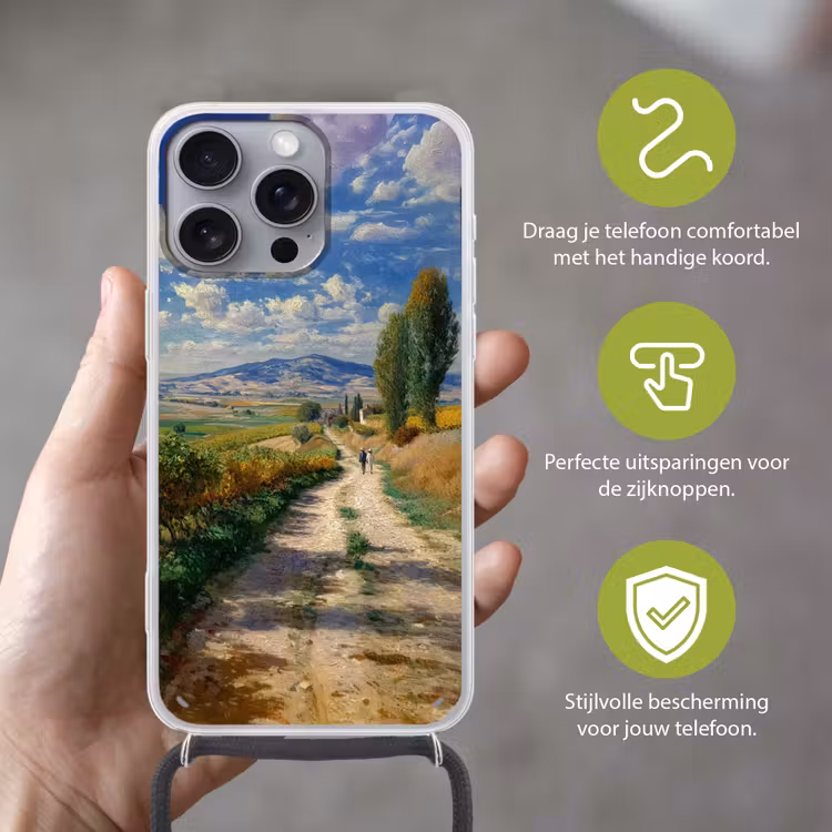 Telefoonhoesje met koord - Mensen - Wandelen - Zandpad - Velden — 4