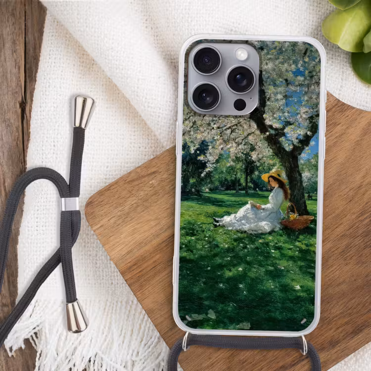 Telefoonhoesje met koord - Vrouw - Boom - Boek - Mandje — 3