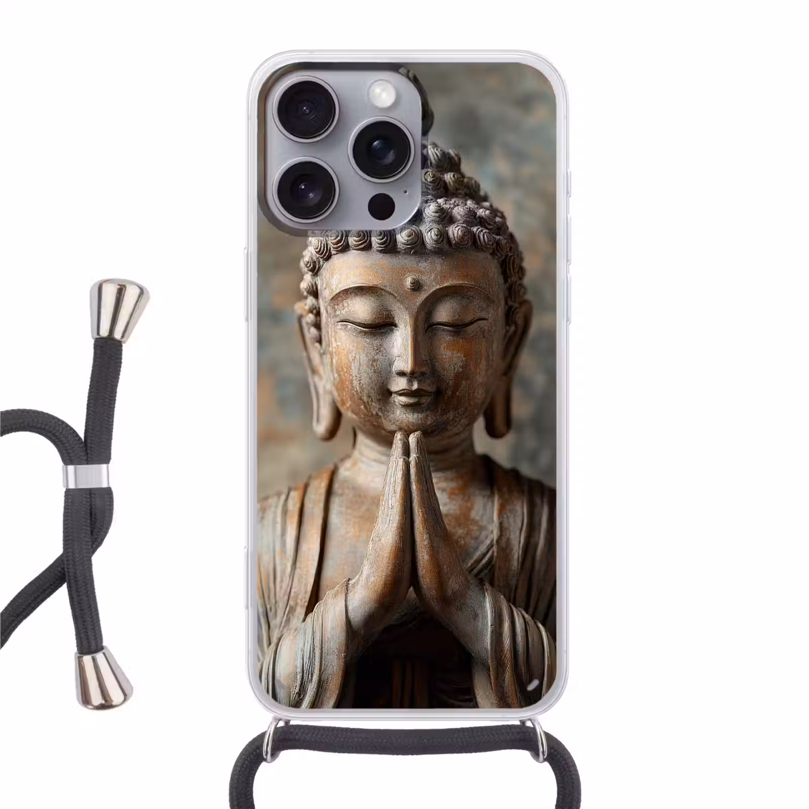 Telefoonhoesje met koord - Boedha - Beeld - Bruin - Rust — 1