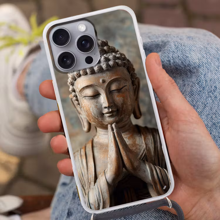 Telefoonhoesje met koord - Boedha - Beeld - Bruin - Rust — 2