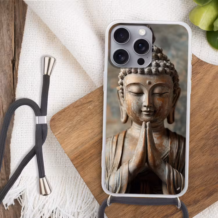 Telefoonhoesje met koord - Boedha - Beeld - Bruin - Rust — 3