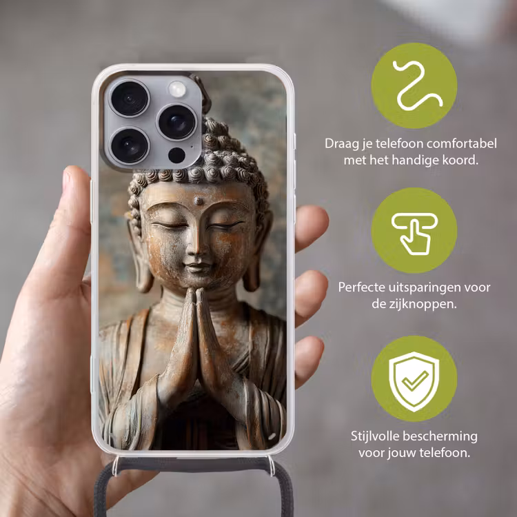 Telefoonhoesje met koord - Boedha - Beeld - Bruin - Rust — 4