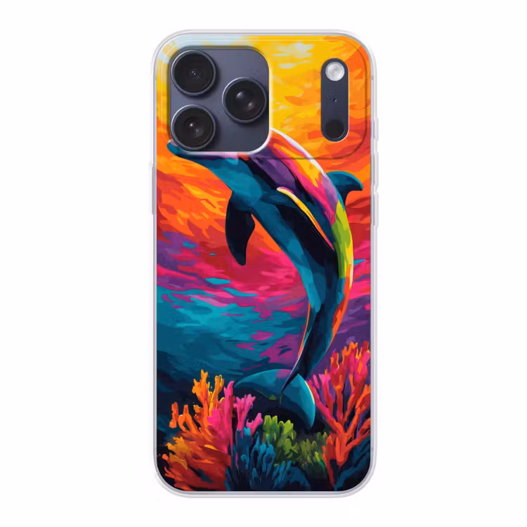 Telefoonhoesje Softcase - Dolfijn - Kleurrijk - Oceaan - Koraal — 1