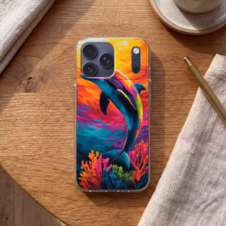 Telefoonhoesje Softcase - Dolfijn - Kleurrijk - Oceaan - Koraal — 2