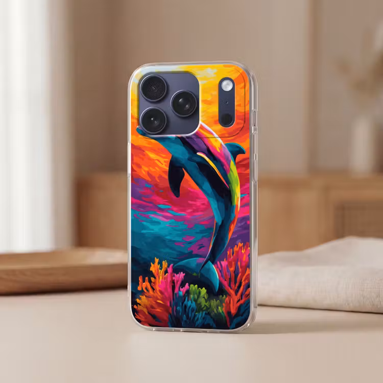 Telefoonhoesje Softcase - Dolfijn - Kleurrijk - Oceaan - Koraal — 3