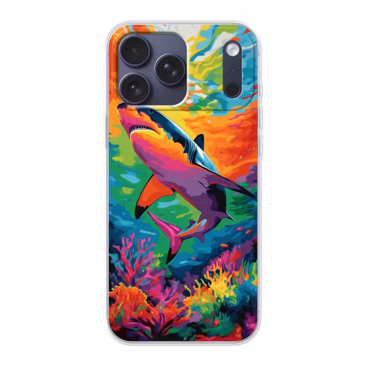 Telefoonhoesje Softcase - Haai - Koraalrif - Abstract - Kleurrijk — 1